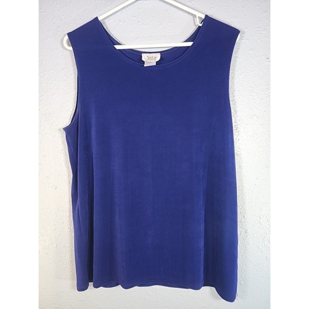 Vintage Jostar Top Womens Medium Blue Slinky‎ Sleeveless Tank Stretch USA 90s Lg